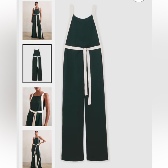 BNWT Reiss Elegant Dark Green and White Jumpsuit - Picture 2 of 4
